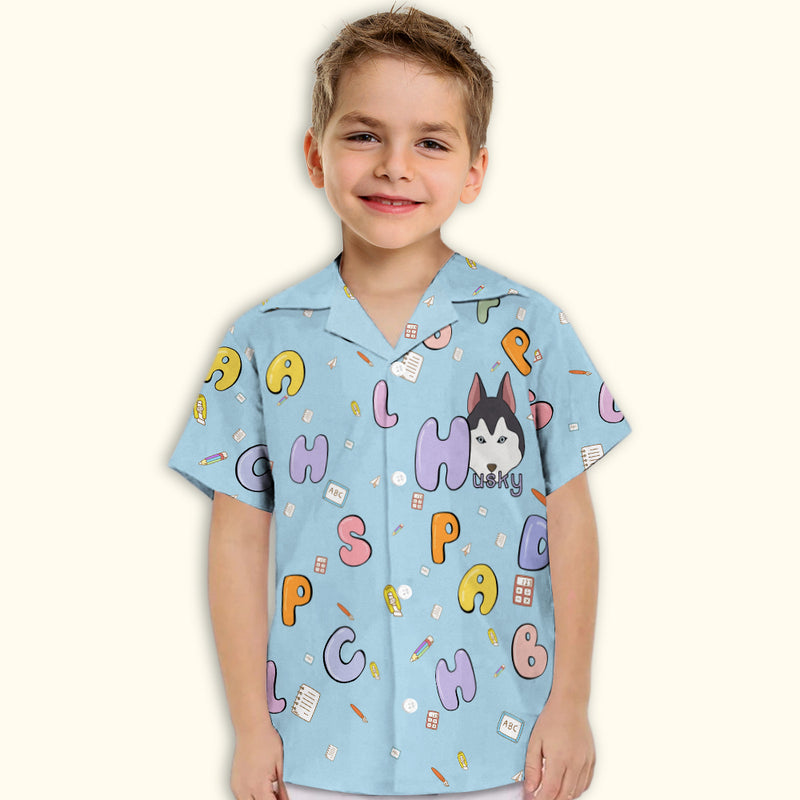 Husky And Alphabet - Kids Button-up Shirt