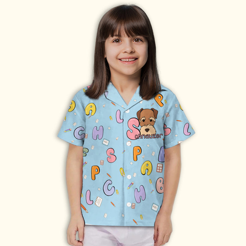 Schnauzer And Alphabet - Kids Button-up Shirt
