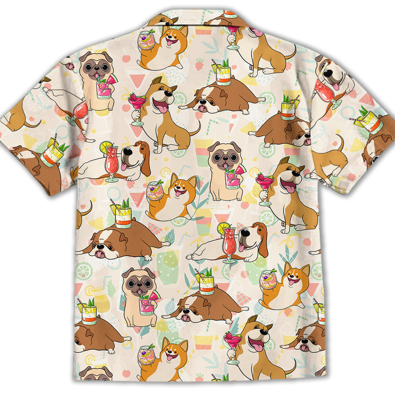 Dog And Cocktail - Kids Button-up Shirt