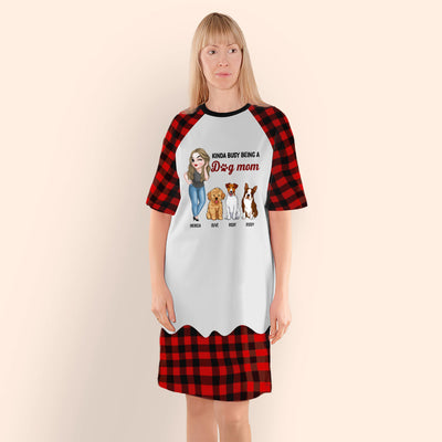 Being A Dog Mom - Personalized Custom 3/4 Sleeve Dress