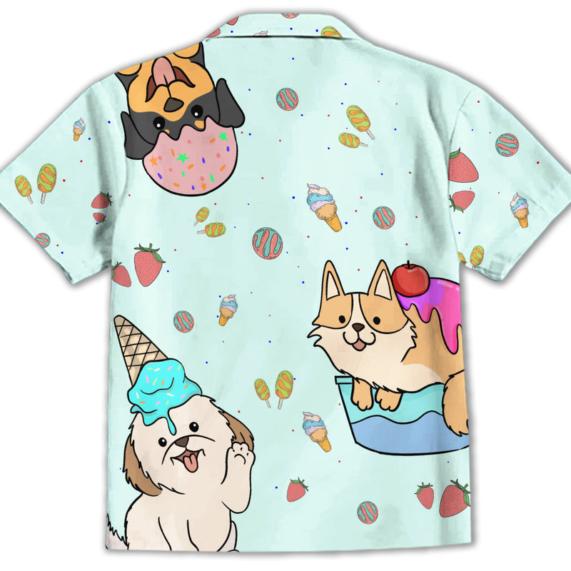 Dog And Ice Cream 3 - Kids Button-up Shirt