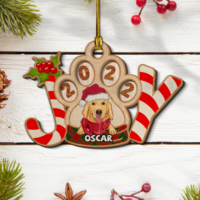 Joyful Dog - Personalized Custom 2-layered Wood Ornament