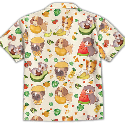 Dog And Fruit - Kids Button-up Shirt