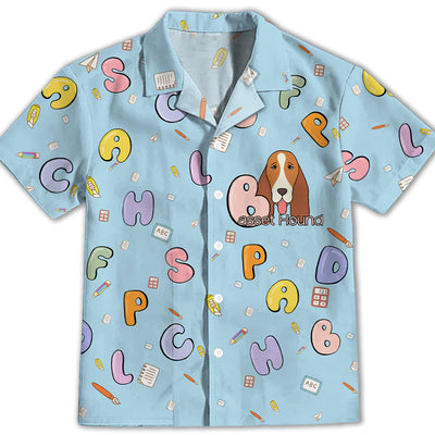 Basset Hound And Alphabet - Kids Button-up Shirt