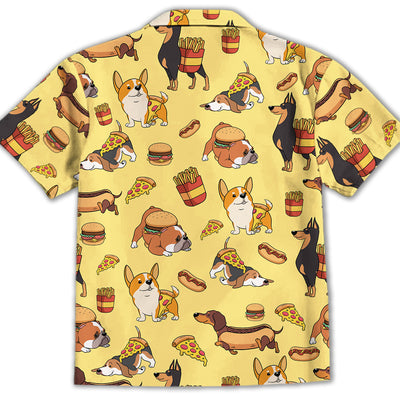 Dog And Fast Food - Kids Button-up Shirt