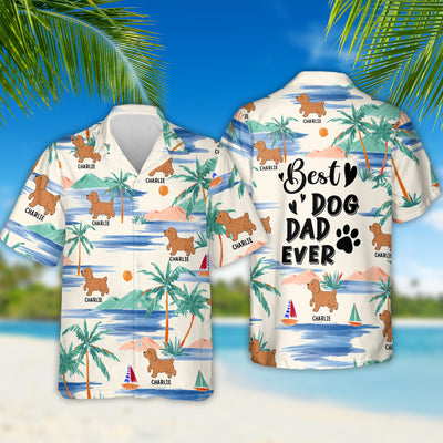 Dog Dad Pattern - Personalized Custom Hawaiian Shirt