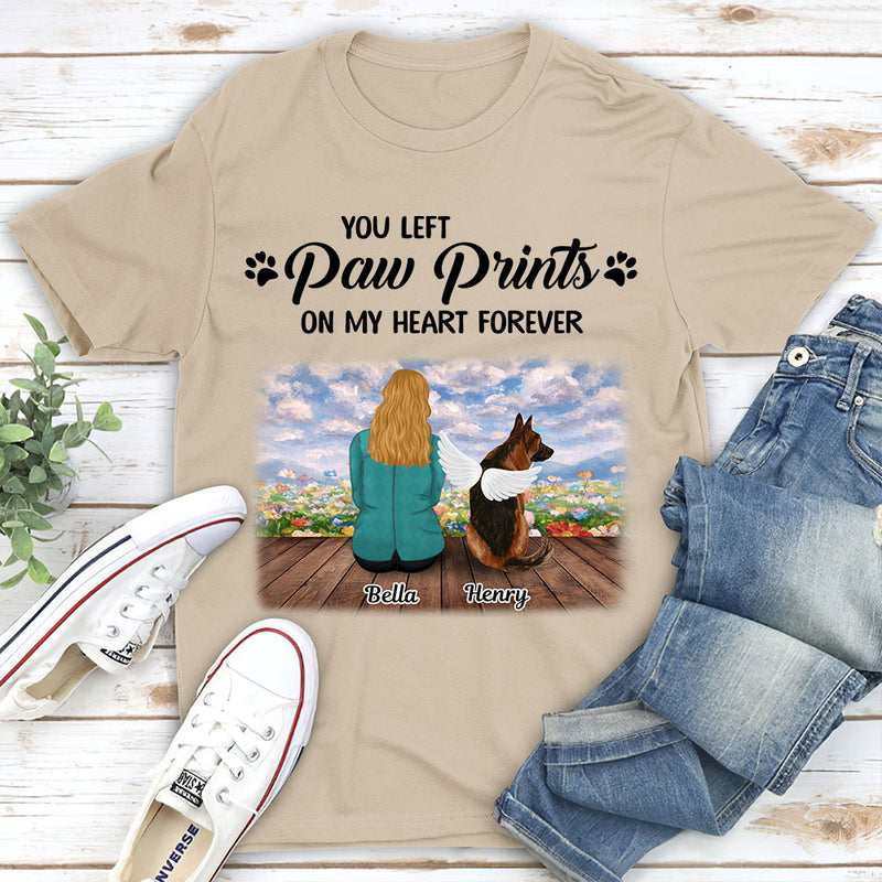Your Paw Prints On My Heart - Personalized Custom Unisex T-shirt