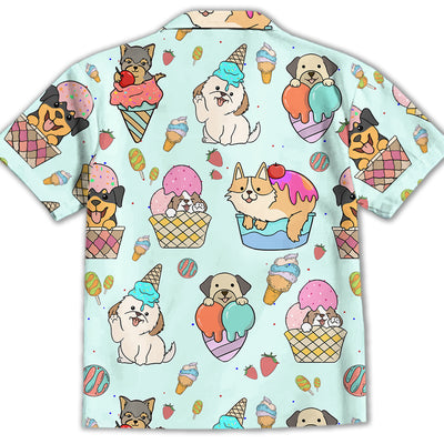 Dog And Ice Cream - Kids Button-up Shirt