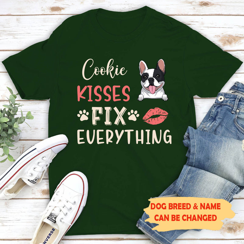Dog kisses fix everything - Personalized custom premium T-shirt