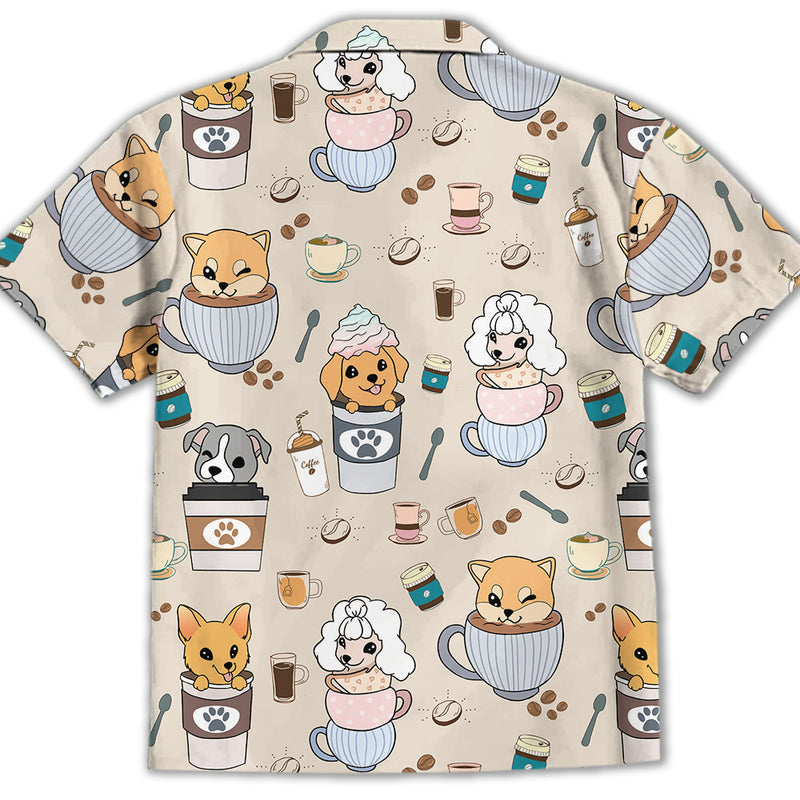 Dog And Coffee - Kids Button-up Shirt