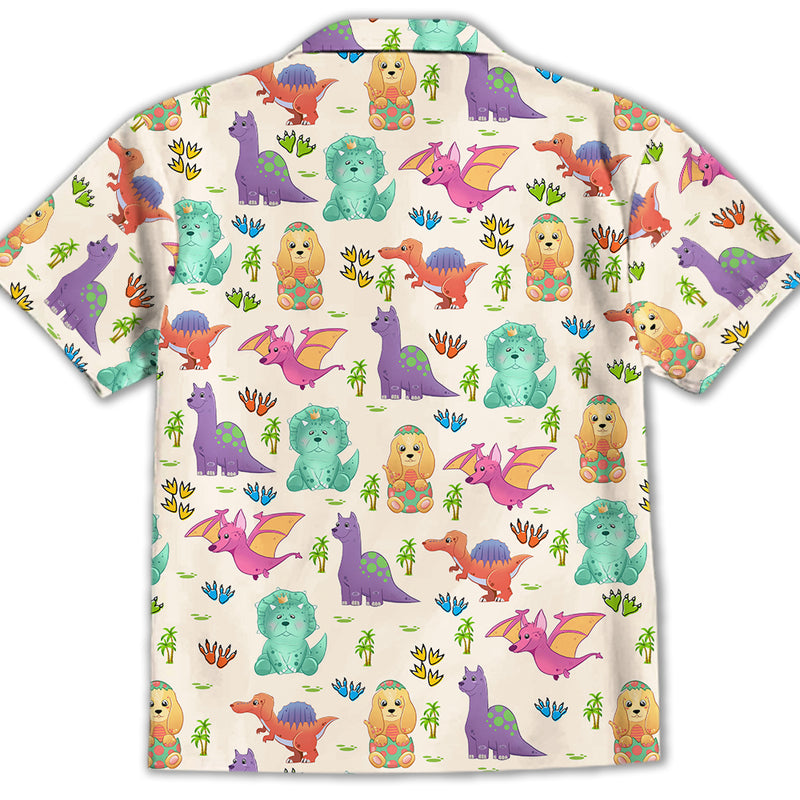 Dog And Dinosaur - Kids Button-up Shirt