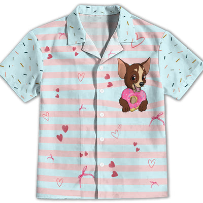Chihuahua And Donut - Kids Button-up Shirt