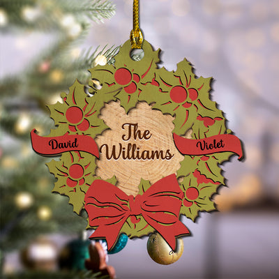 Family Wreath - Personalized Custom 2-layered Wood Ornament