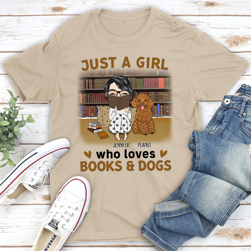 Girl Reading Personalized Dogs Lover Custom Unisex T-shirt