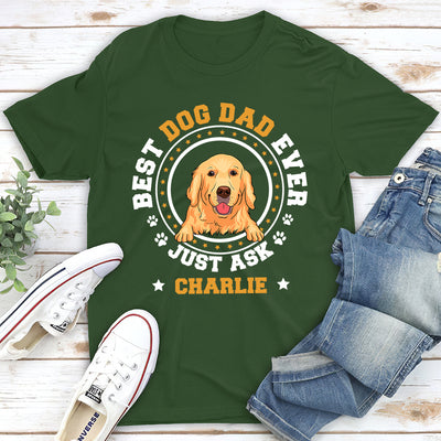 Best Dog Dad Circle - Personalized Custom Unisex T-shirt