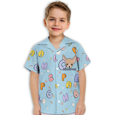 Chihuahua And Alphabet - Kids Button-up Shirt
