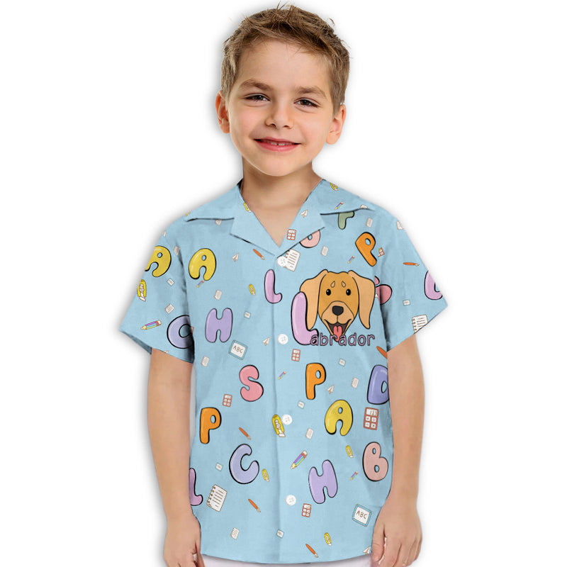 Labrador And Alphabet - Kids Button-up Shirt