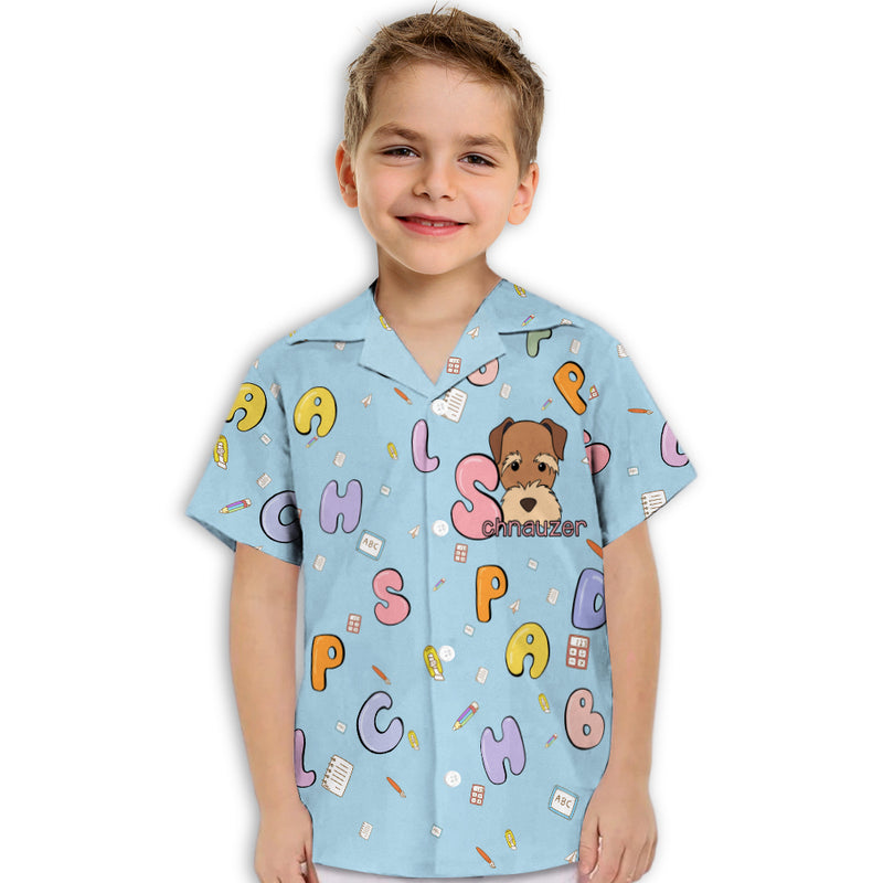 Schnauzer And Alphabet - Kids Button-up Shirt