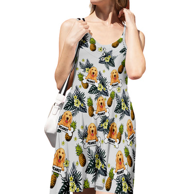 Dog White Pineapple - Personalized Custom Strap Dress