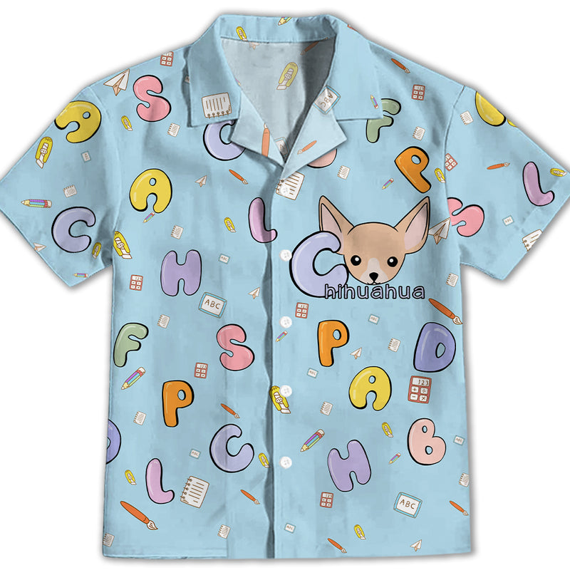 Chihuahua And Alphabet - Kids Button-up Shirt