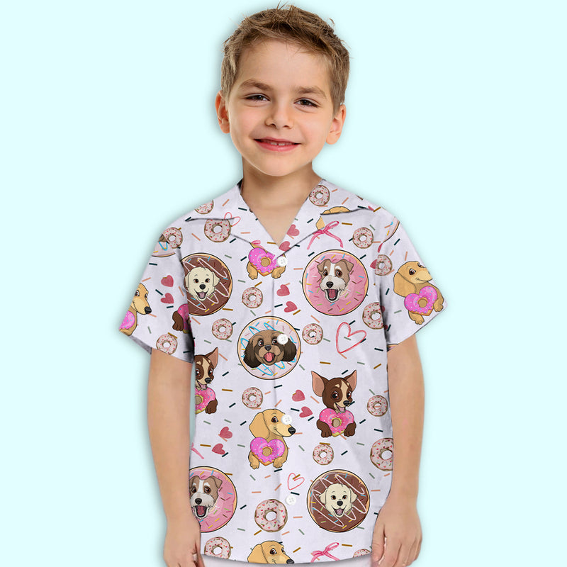 Dog And Donut - Kids Button-up Shirt