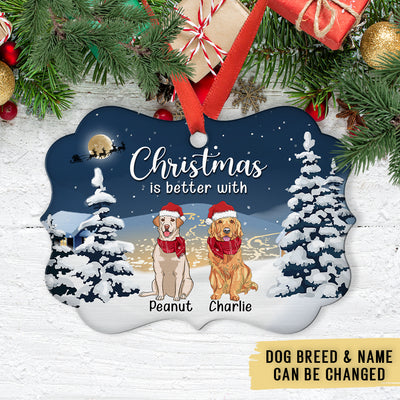 Better Christmas With Dog - Personalized Custom Aluminum Ornament