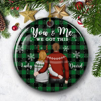 You And Me 2 - Personalized Custom Circle Ceramic Christmas Ornament
