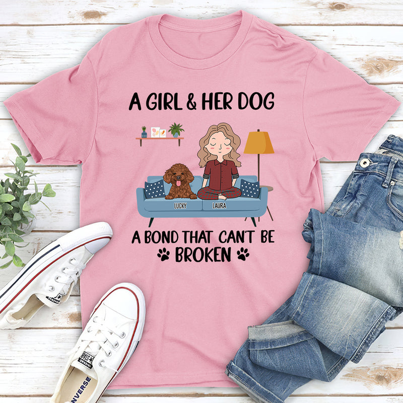A Girl And Her Dog - Personaized Customed Unisex T-Shirt