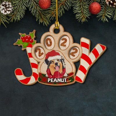 Joyful Dog - Personalized Custom 2-layered Wood Ornament