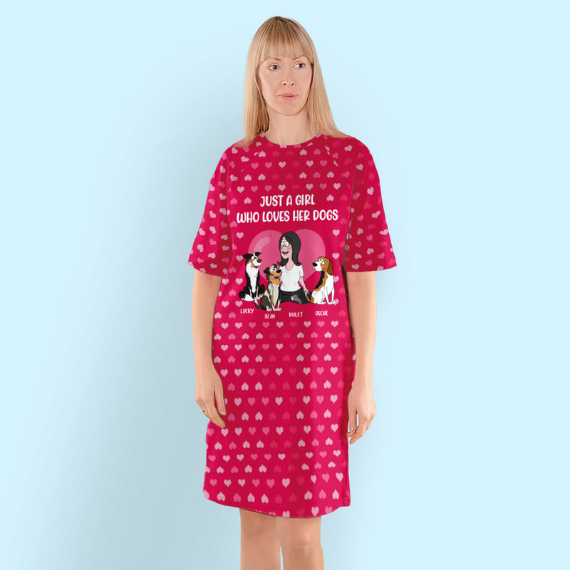 Girl Loves Dogs - Personalized Custom 3/4 Sleeve Dress