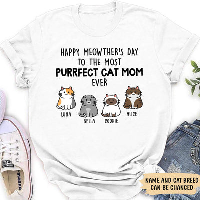 Purrfect Cat Mom - Personalized Custom Women's T-shirt - Gifts For Cat Lovers