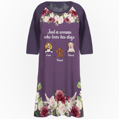 Floral Dog Mom - Personalized Custom 3/4 Sleeve Dress