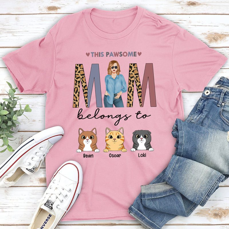 Pawsome Mom Belongs To - Personalized Custom Unisex T-shirt
