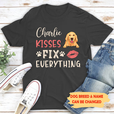 Dog kisses fix everything - Personalized custom premium T-shirt