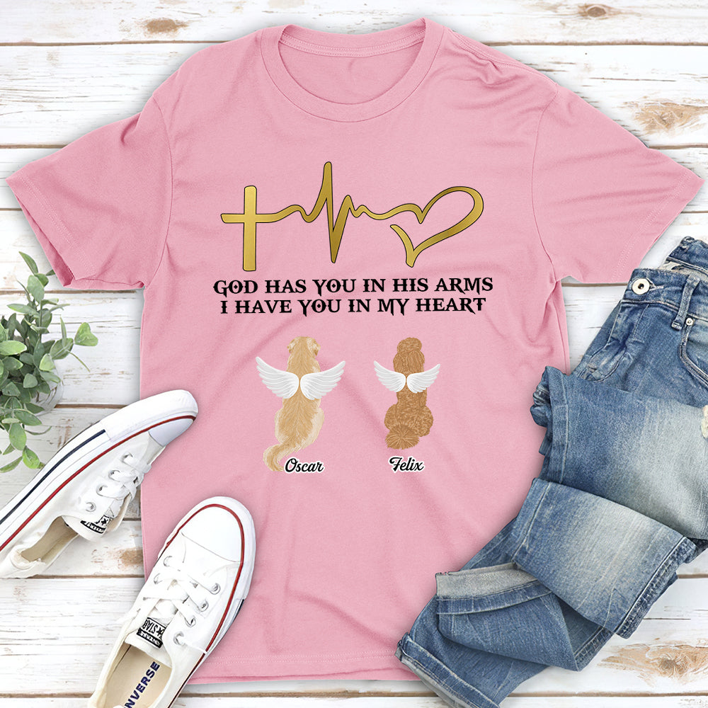 God Has You In His Arms Personalized Memorial Pet Dog Custom Unisex T-shirt