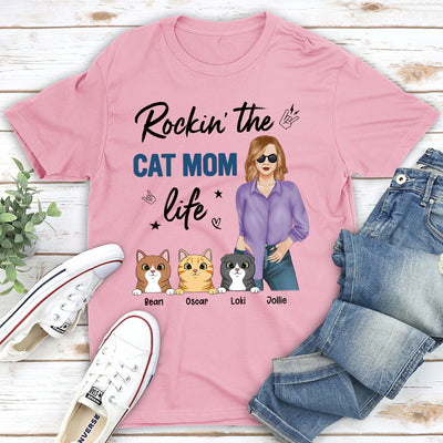 Rockin‘ Cat Mom Life - Personalized Custom Unisex T-shirt