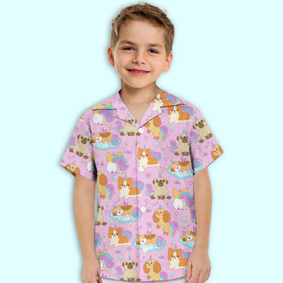 Dog And Unicorn - Kids Button-up Shirt