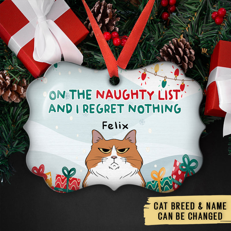 Cat On Naughty List - Personalized Custom Aluminum Ornament