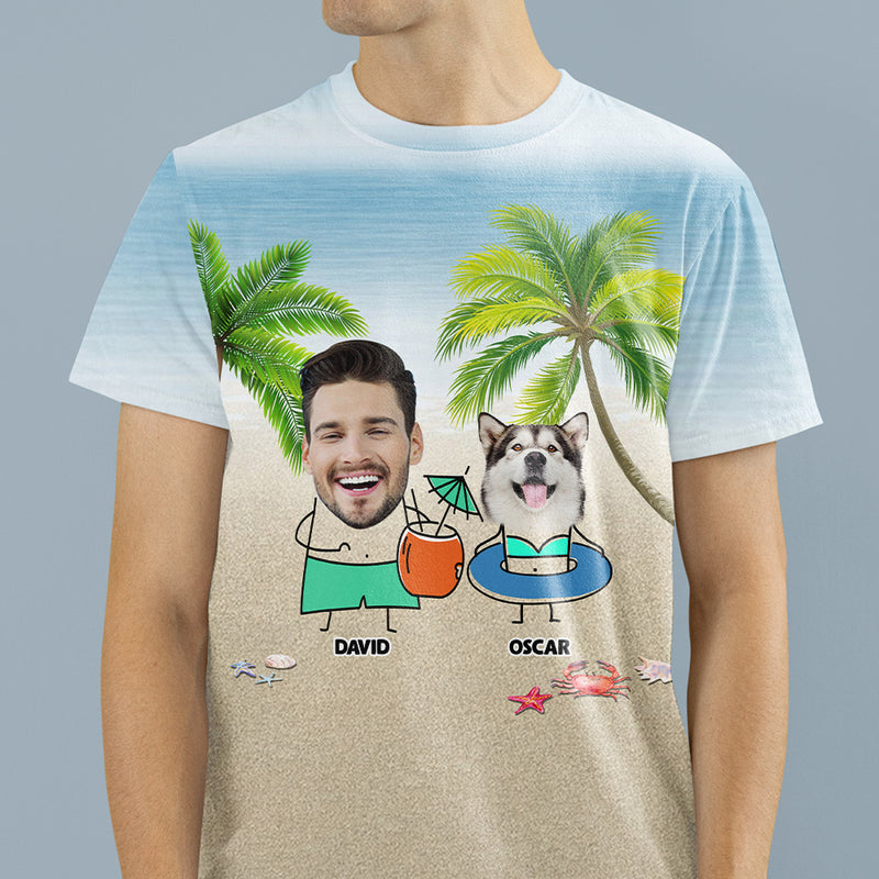 Dad And Fur Baby - Personalized Custom Photo All-over-print T-shirt