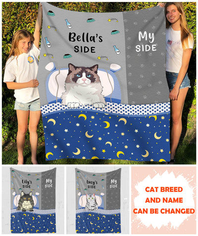 Cat side my side - Personalized custom blanket