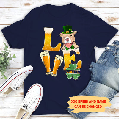 Beer Love Dog - Personalized Custom Unisex T-shirt - St. Patrick's Day Shirt
