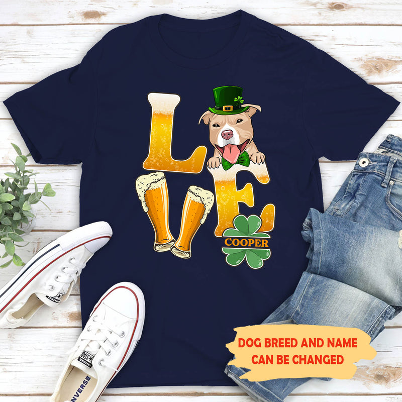 Beer Love Dog - Personalized Custom Unisex T-shirt - St. Patrick&