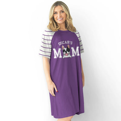 Dog Mom Basic Striped - Personalized Custom 3/4 Sleeve Dress