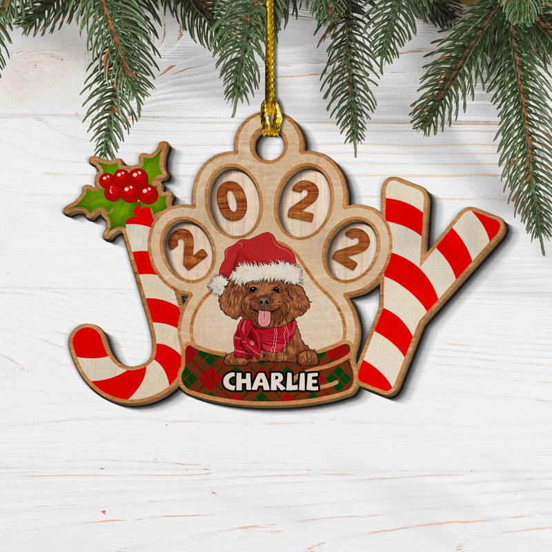 Joyful Dog - Personalized Custom 2-layered Wood Ornament