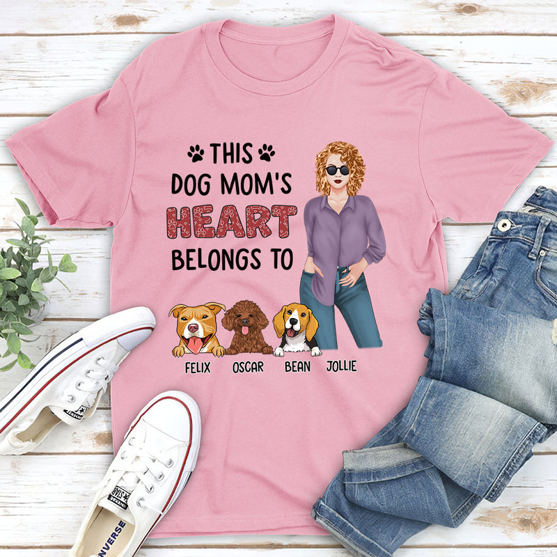 Dog Mom Heart 1 - Personalized Custom Unisex T-shirt