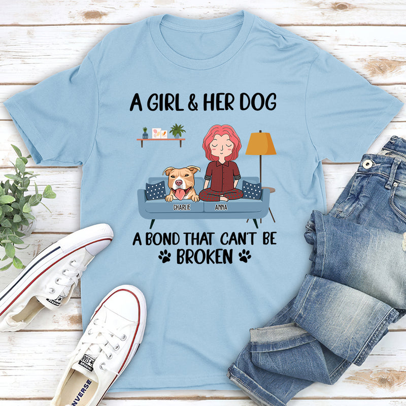 A Girl And Her Dog - Personaized Customed Unisex T-Shirt