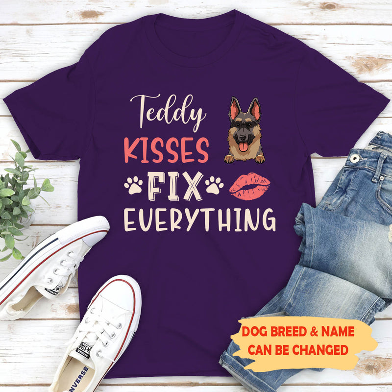 Dog kisses fix everything - Personalized Unisex T-shirt
