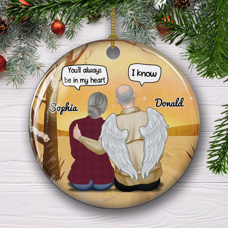 Always Be In My Heart - Personalized Custom Circle Ceramic Christmas Ornament