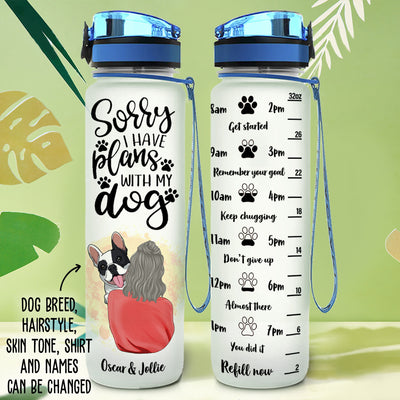 Sorry I Have Plans - Personalized Custom Water Tracker Bottle