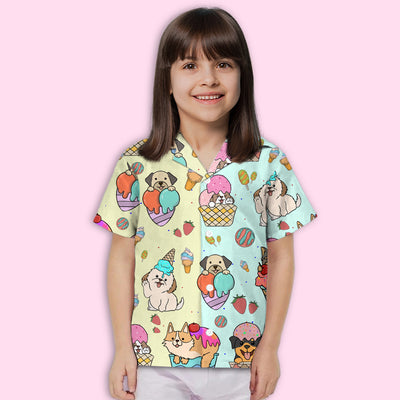 Dog And Ice Cream 2 - Kids Button-up Shirt